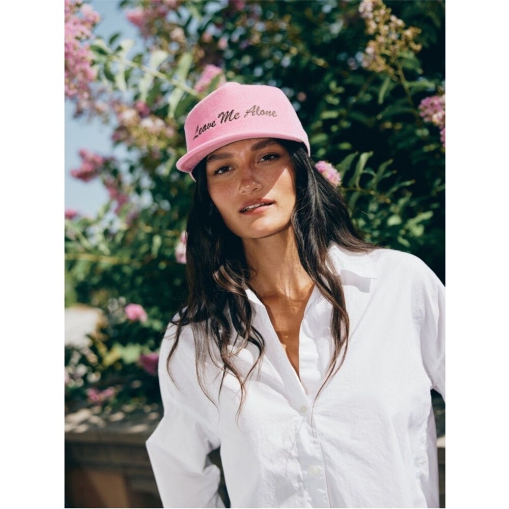Daydreamer Leave Me Alone Pink Corduroy Pink Dad Embroidered Baseball Hat NEW